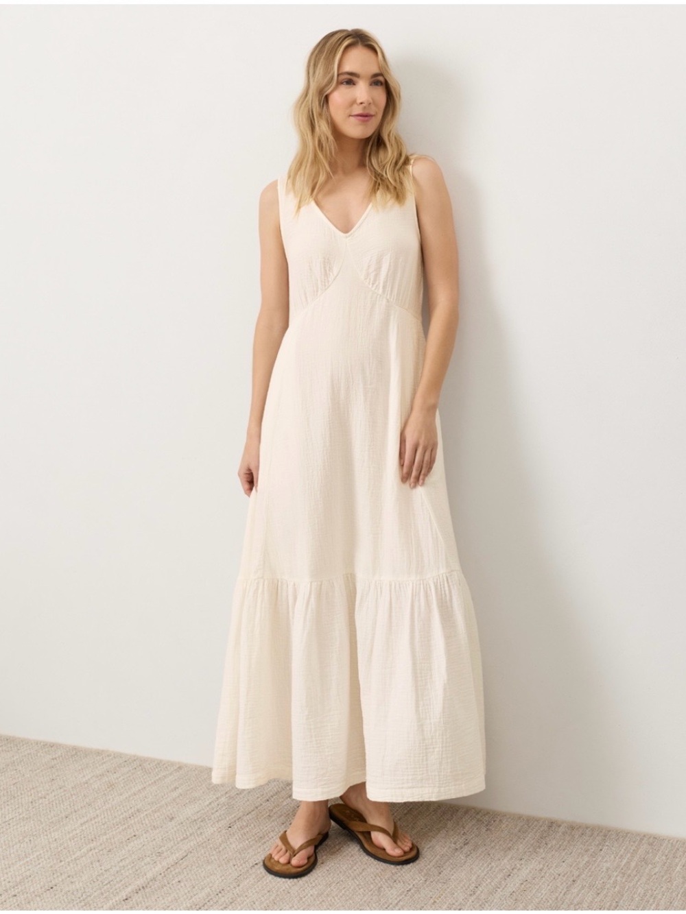 NWT Pact Organic Coastal Double Gauze Beach To Brunch Maxi Dress